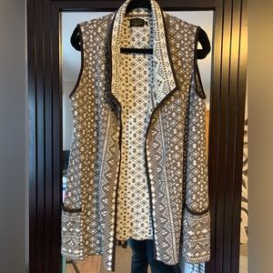 Icelandic Design Drape Front Vest Cream Brown XL 100% Cotton